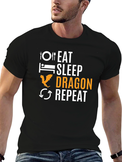 Eat Sleep Dragon Repeat Black T-Shirt