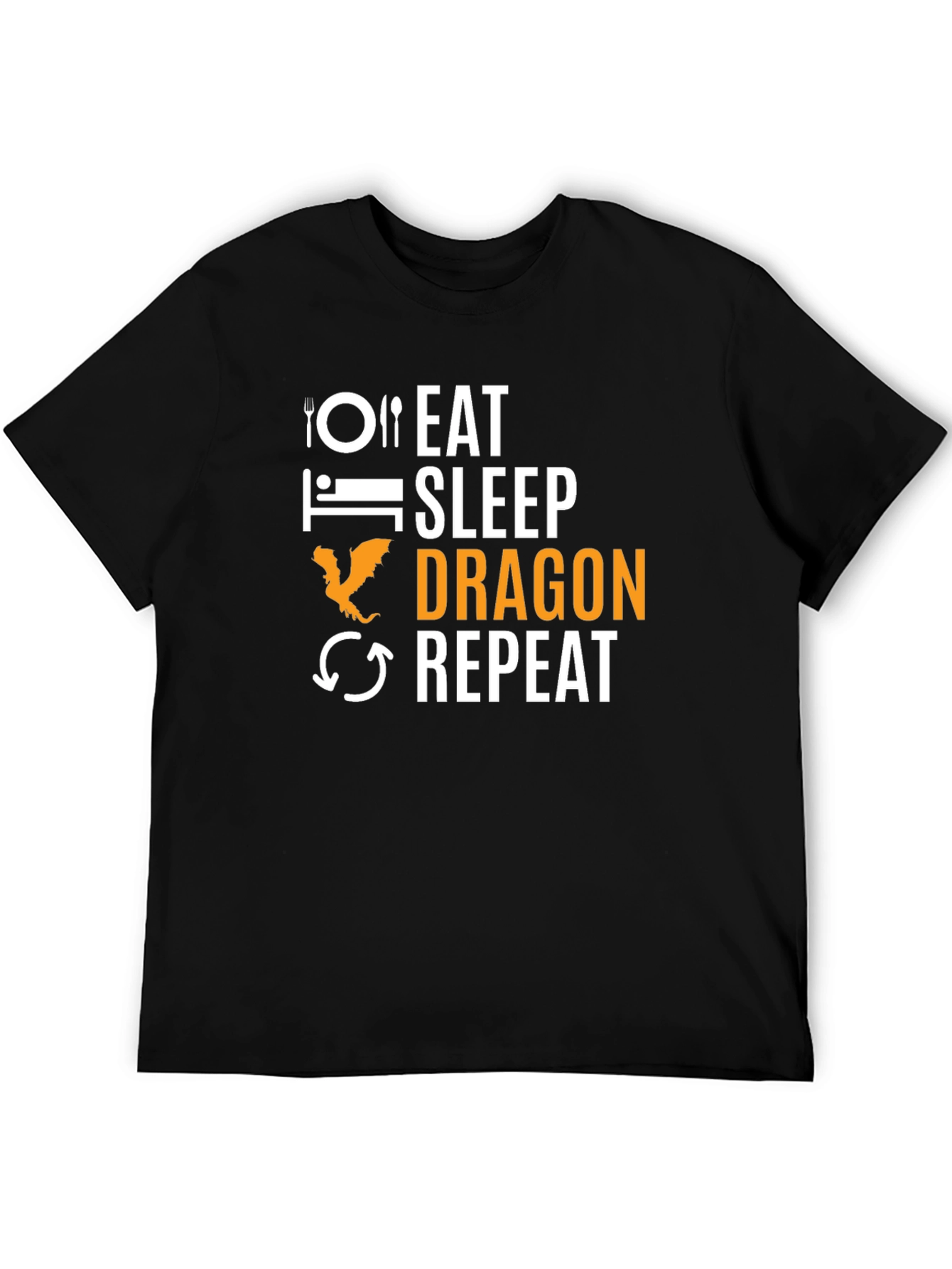 Eat Sleep Dragon Repeat Black T-Shirt