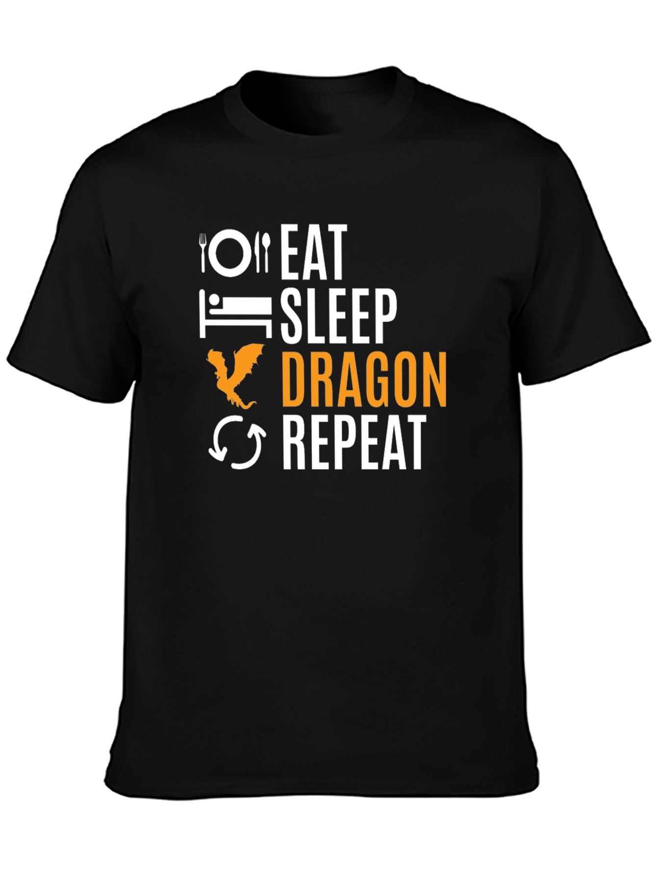 Eat Sleep Dragon Repeat Black T-Shirt