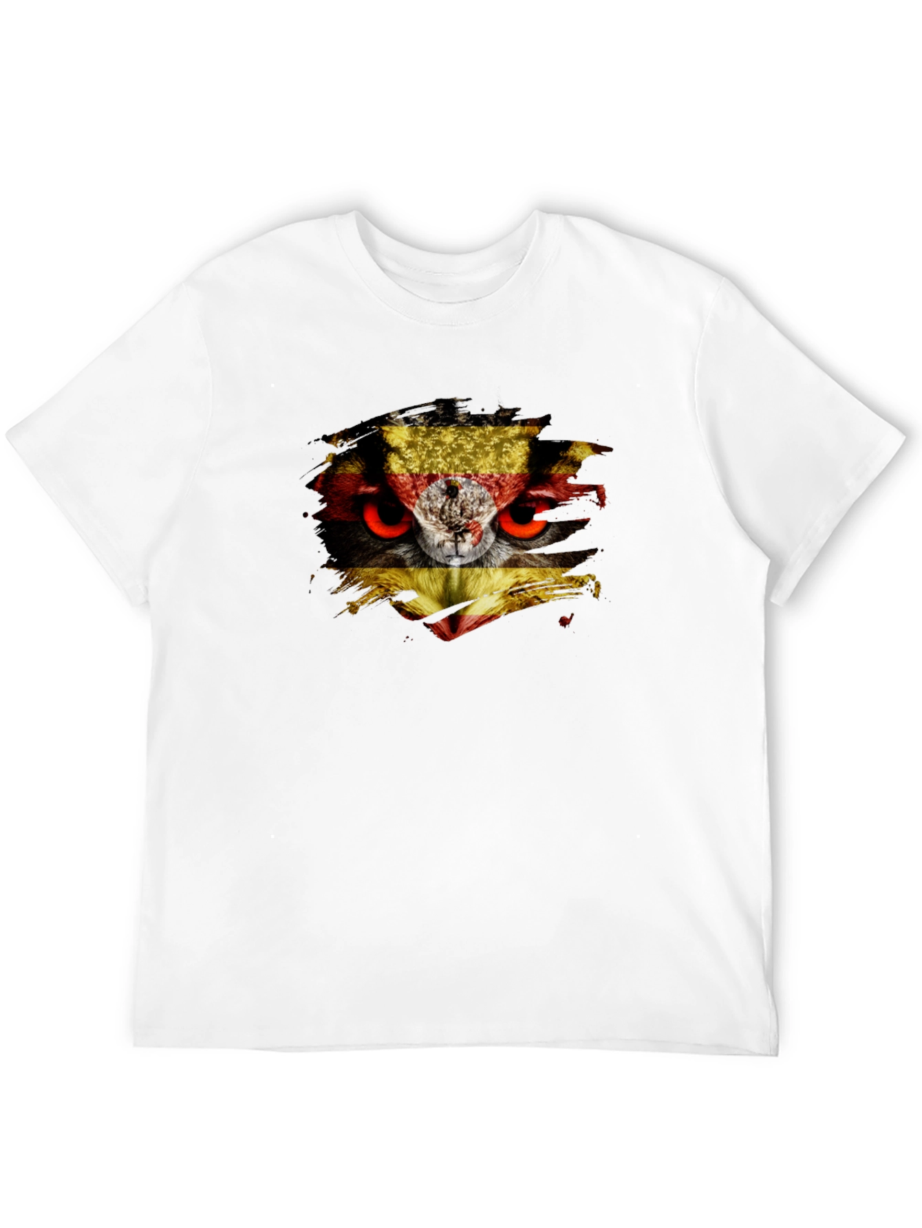 Owl Uganda Flag Graphic Black T-Shirt