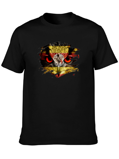 Owl Uganda Flag Graphic Black T-Shirt
