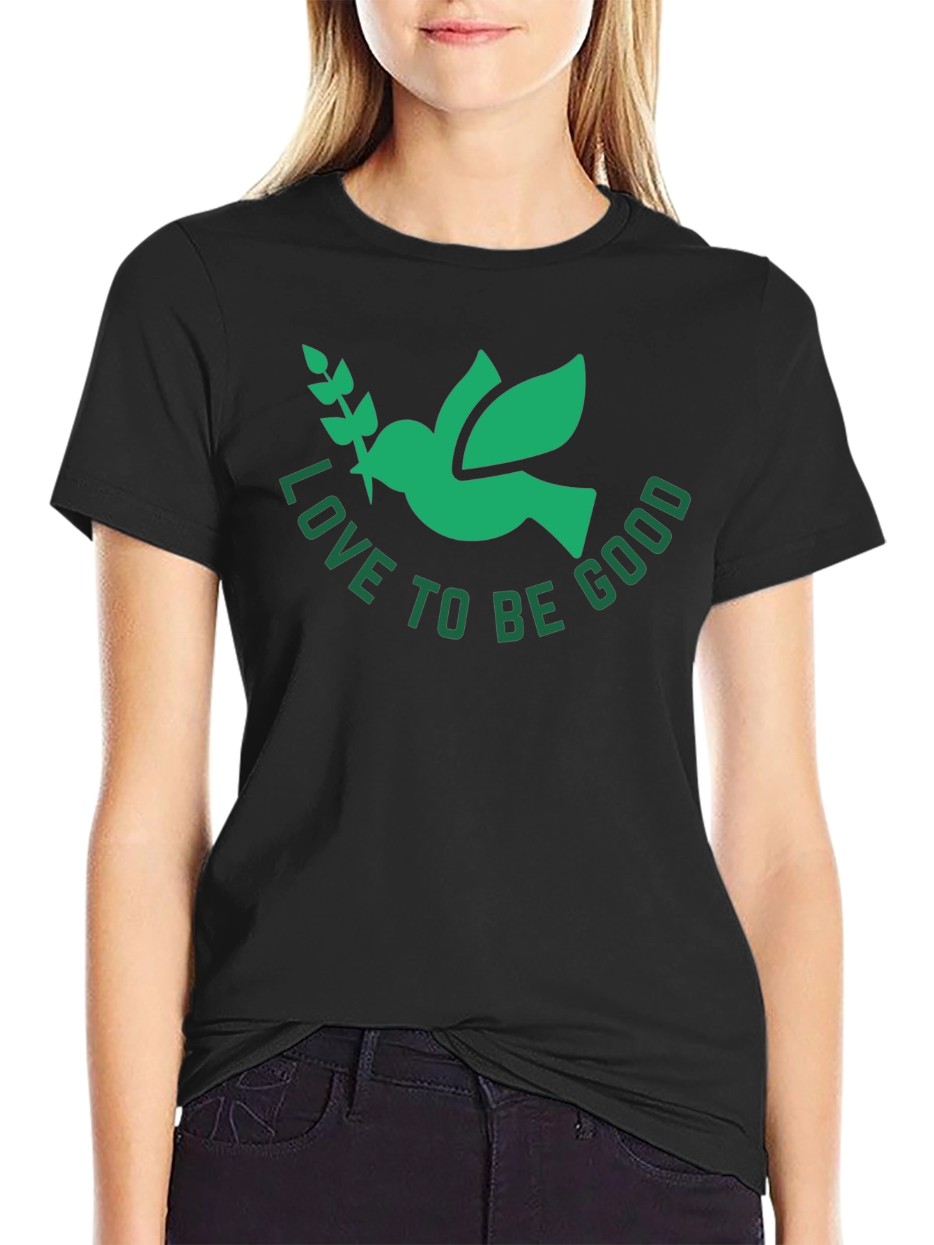 Love To Be Good Dove Graphic Tee - Black