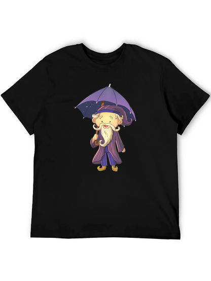 Wizard with Umbrella Graphic T-Shirt