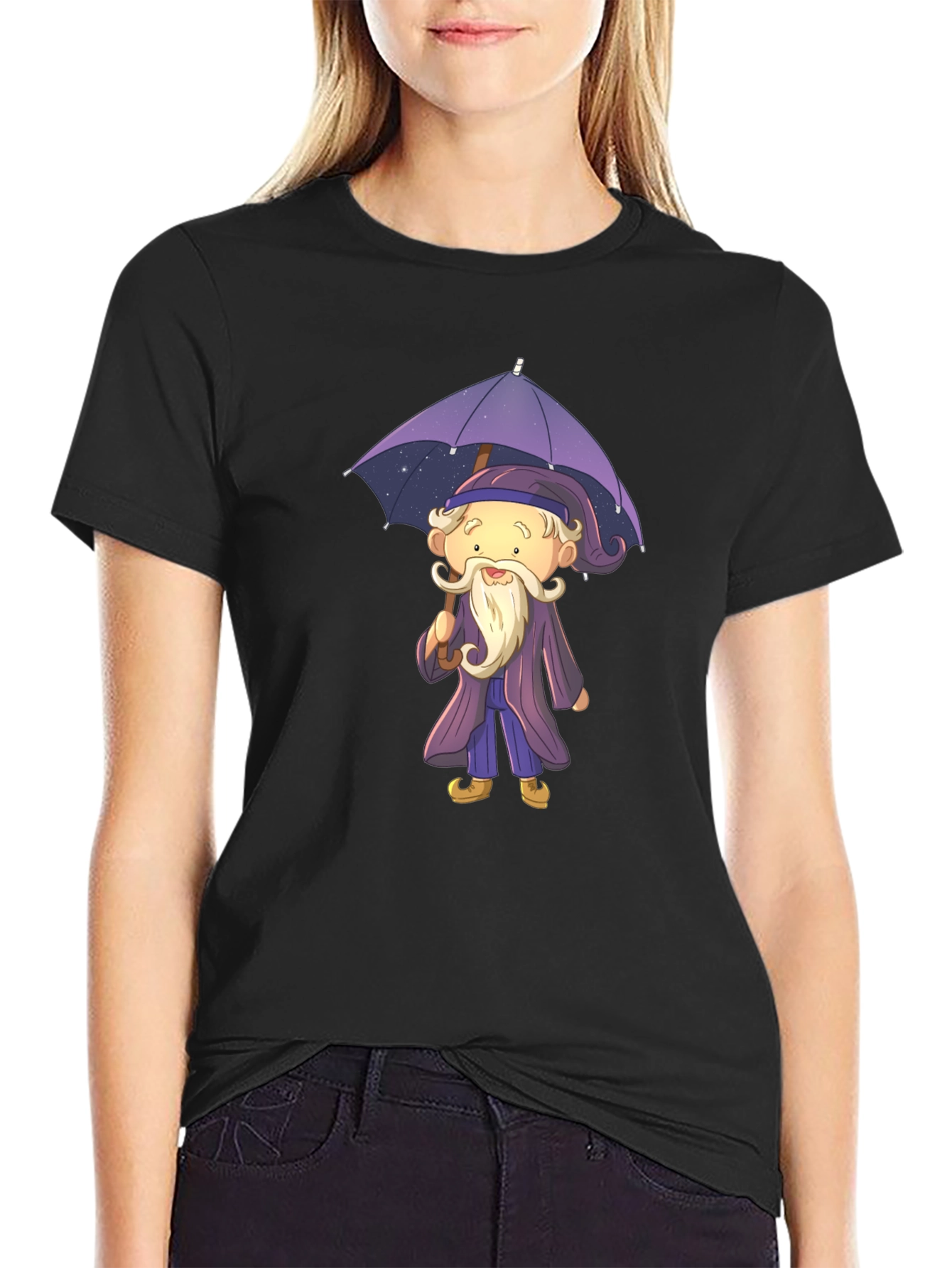 Wizard with Umbrella Graphic T-Shirt
