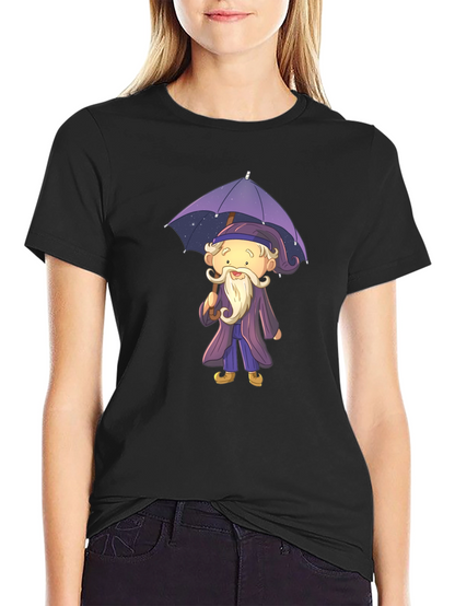 Wizard with Umbrella Graphic T-Shirt