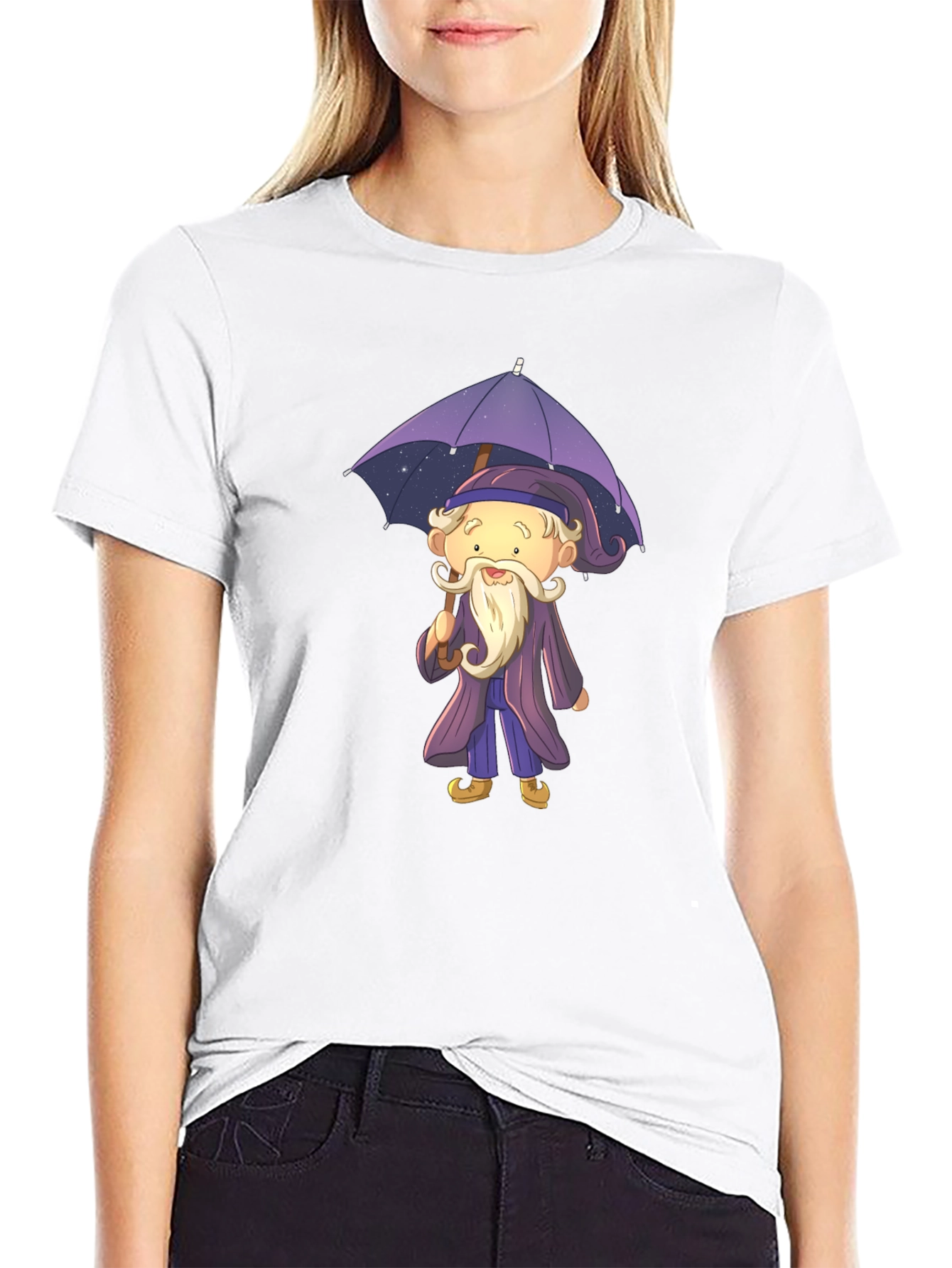 Wizard with Umbrella Graphic T-Shirt
