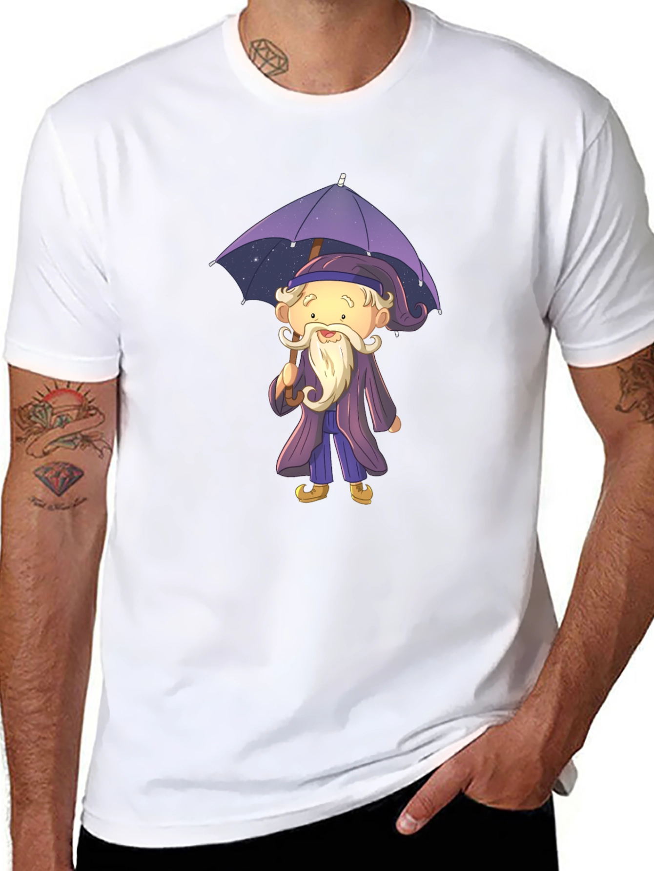 Wizard with Umbrella Graphic T-Shirt