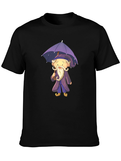 Wizard with Umbrella Graphic T-Shirt