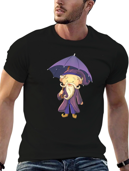 Wizard with Umbrella Graphic T-Shirt