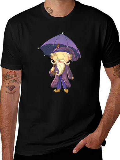 Wizard with Umbrella Graphic T-Shirt