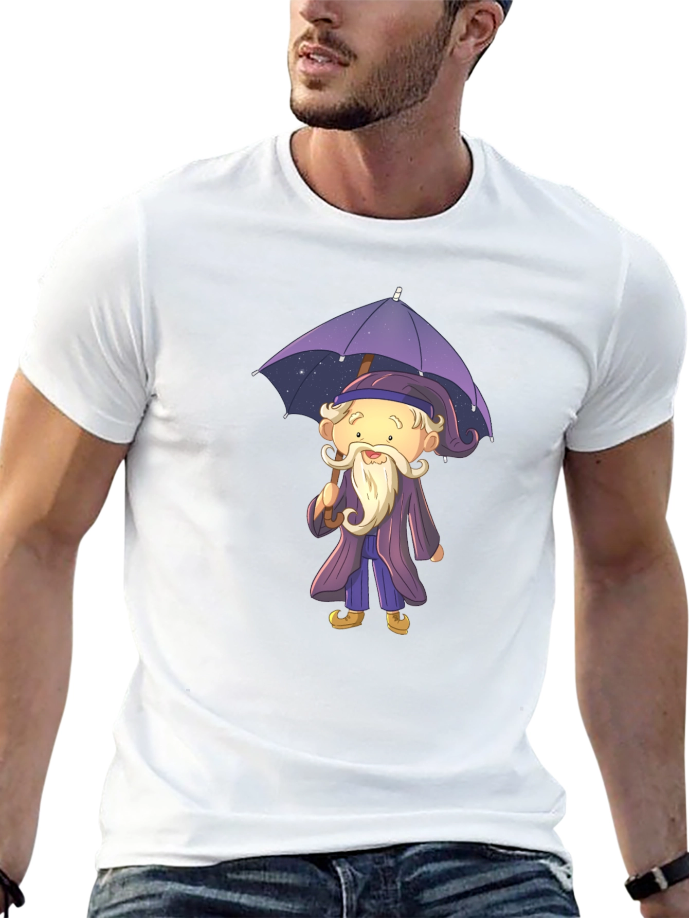 Wizard with Umbrella Graphic T-Shirt