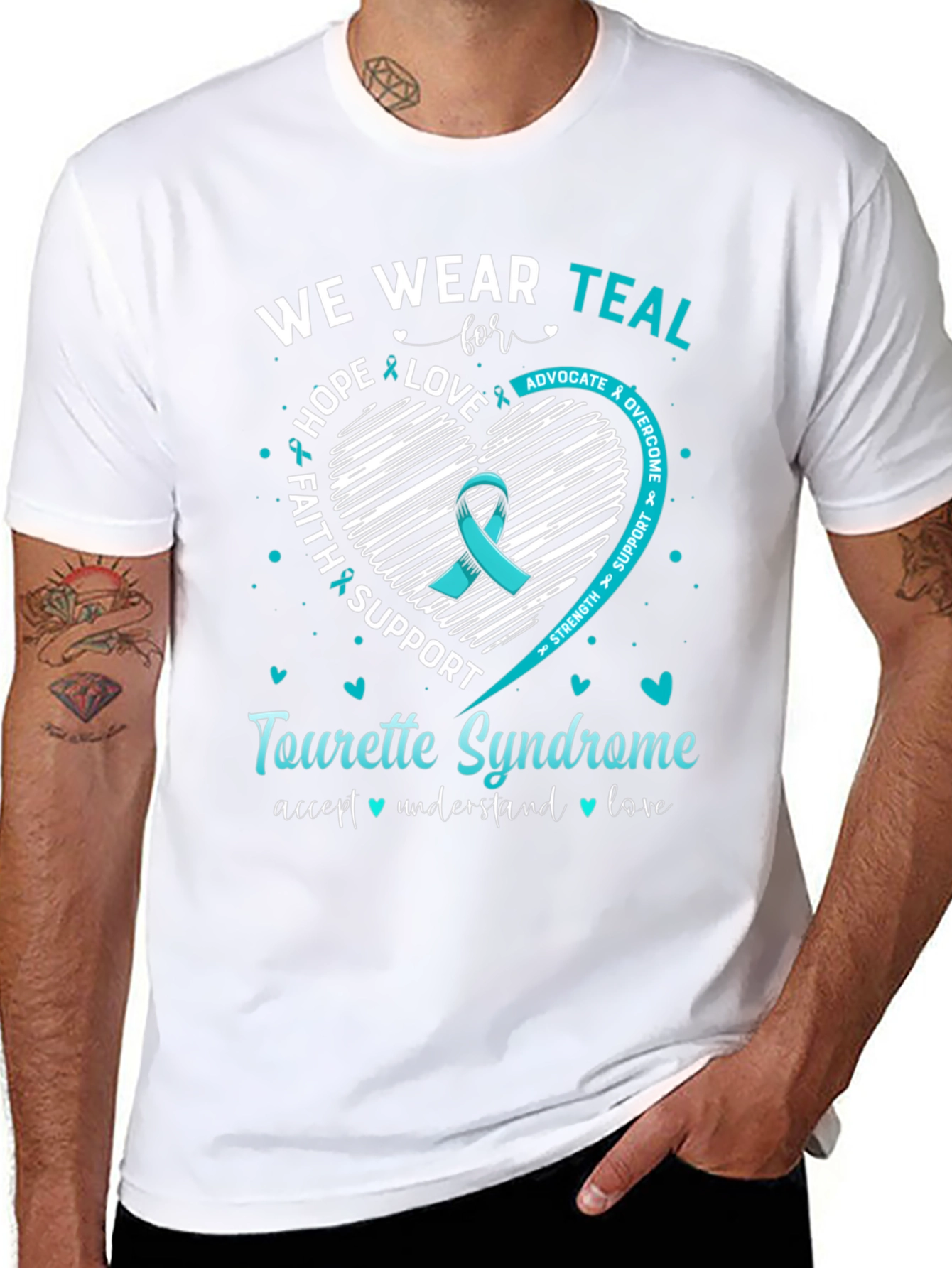 Tourette Syndrome Awareness T-Shirt - Teal Ribbon