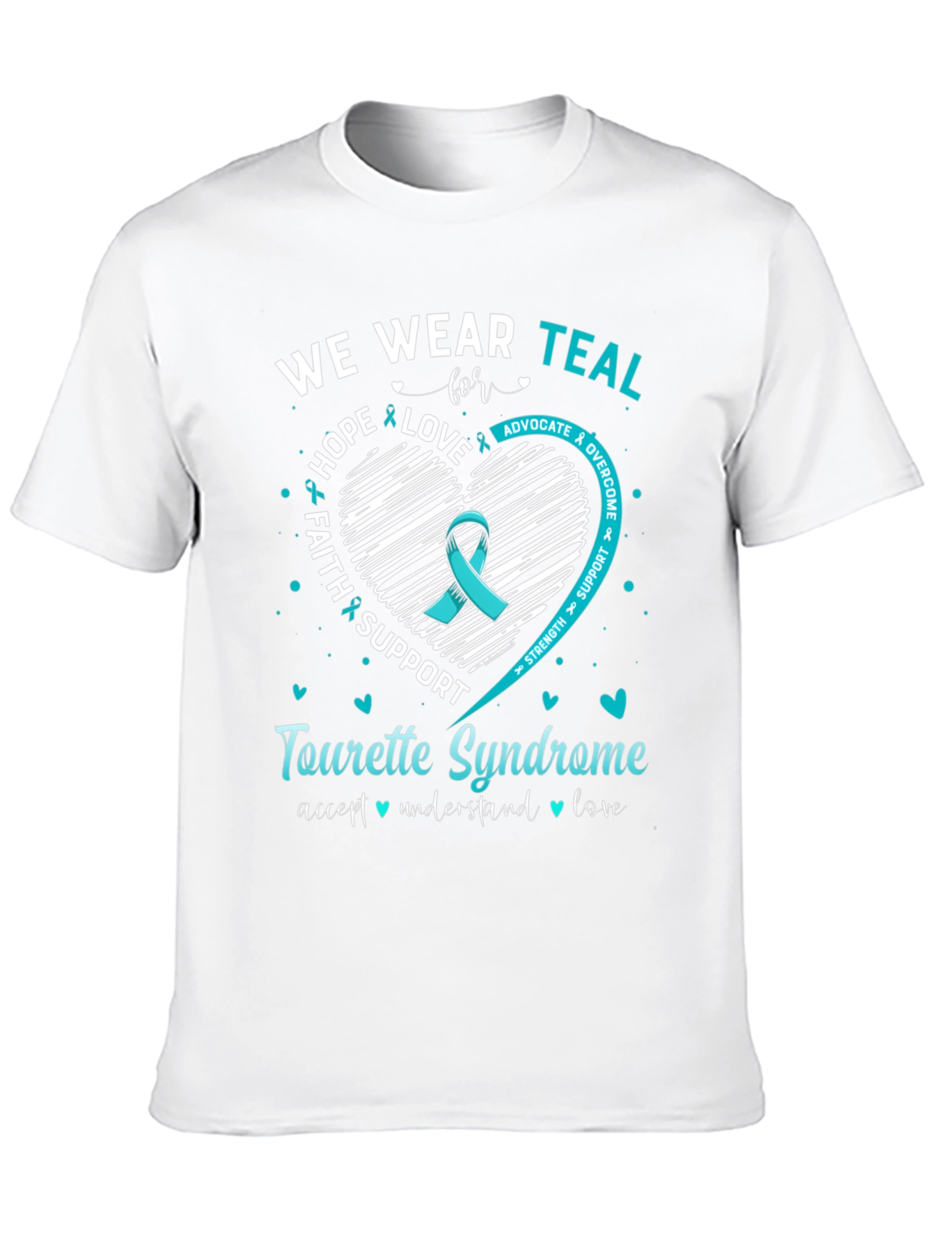 Tourette Syndrome Awareness T-Shirt - Teal Ribbon
