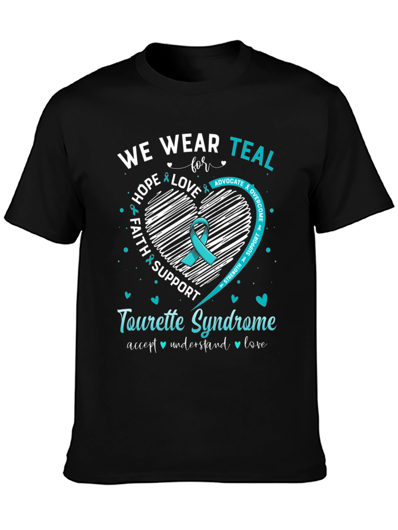Tourette Syndrome Awareness T-Shirt - Teal Ribbon