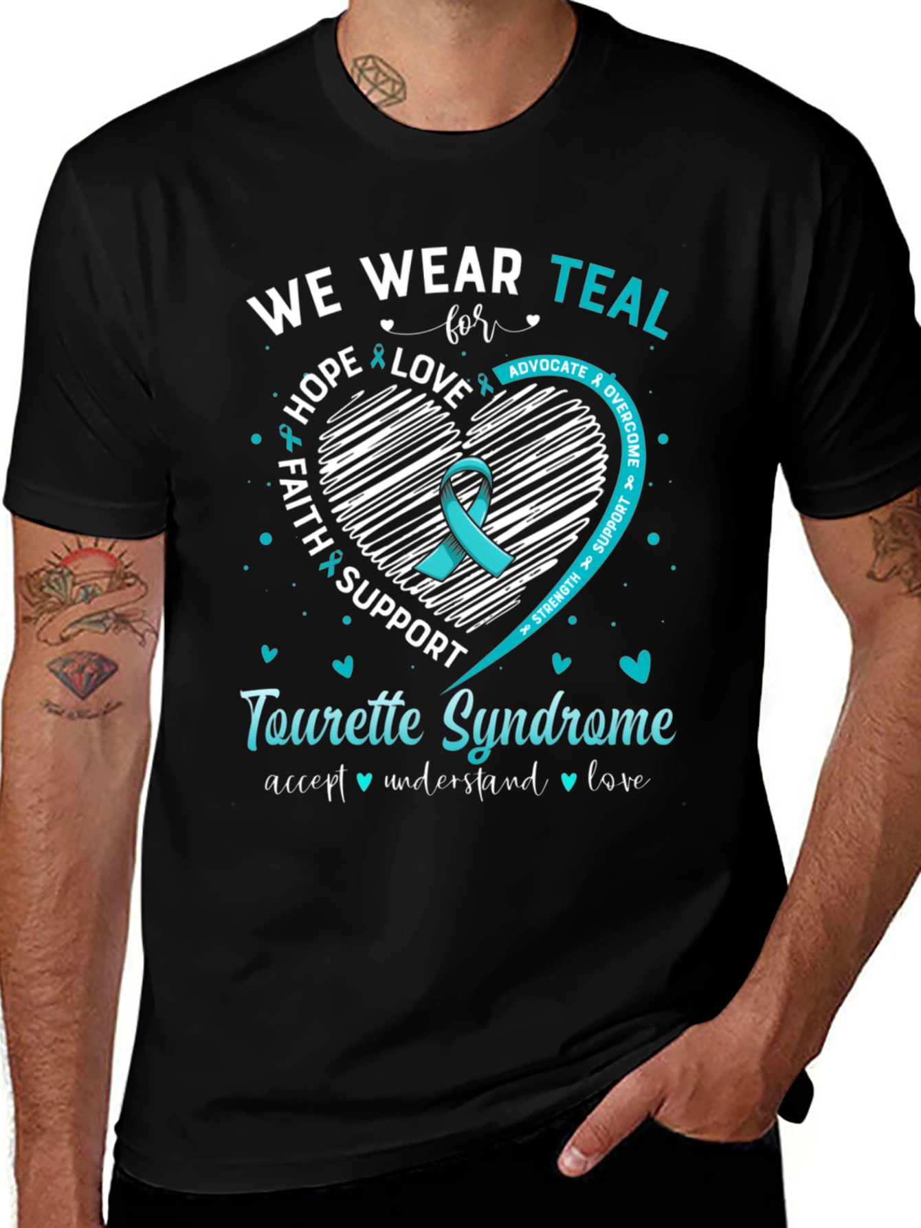 Tourette Syndrome Awareness T-Shirt - Teal Ribbon
