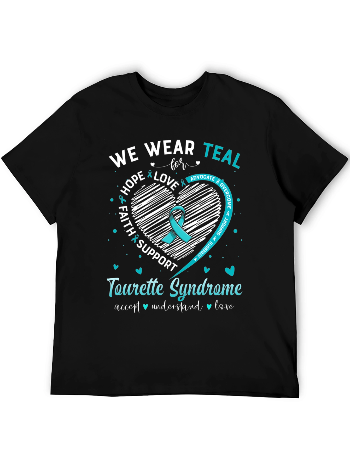Tourette Syndrome Awareness T-Shirt - Teal Ribbon