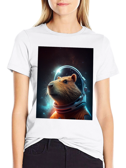 Capybara Astronaut T-Shirt - Space Rodent Tee
