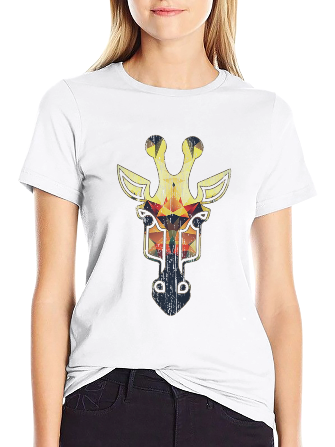 Geometric Giraffe Graphic Tee - Cool Animal Print T-Shirt