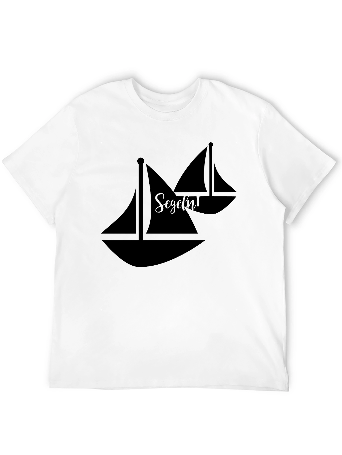 Sailboat Graphic Tee - Black Cotton Casual Shirt