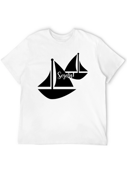 Sailboat Graphic Tee - Black Cotton Casual Shirt