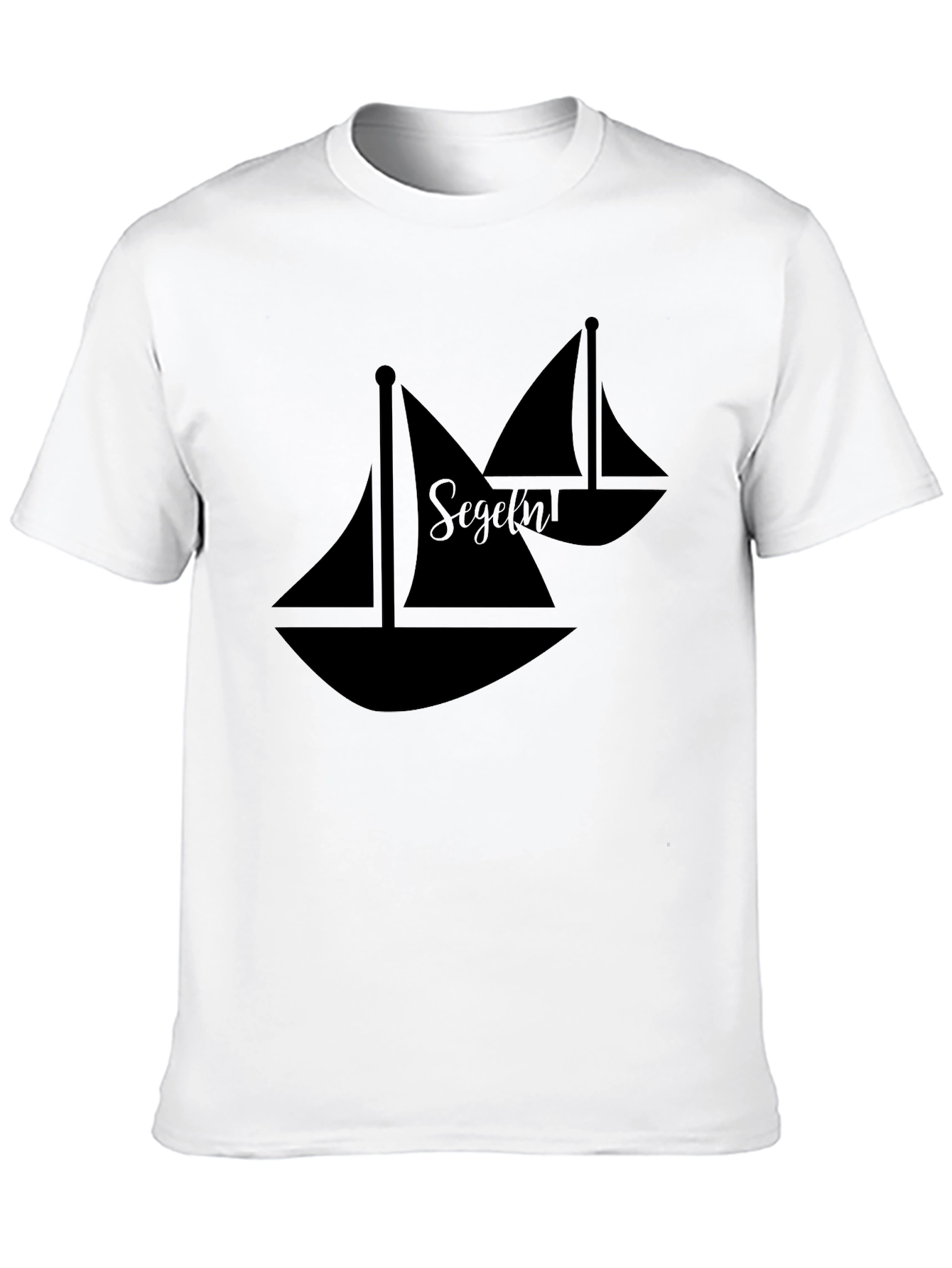 Sailboat Graphic Tee - Black Cotton Casual Shirt