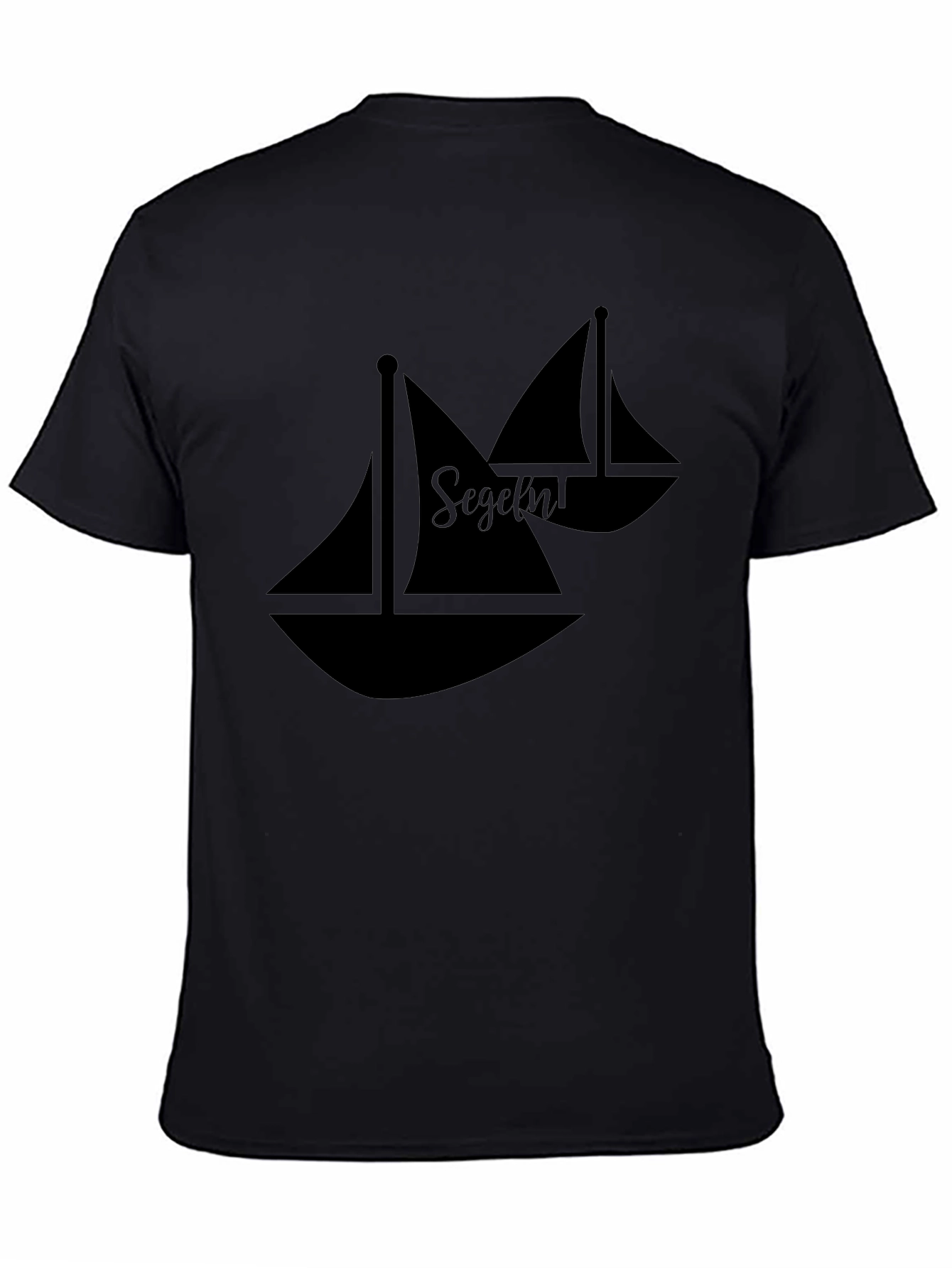 Sailboat Graphic Tee - Black Cotton Casual Shirt