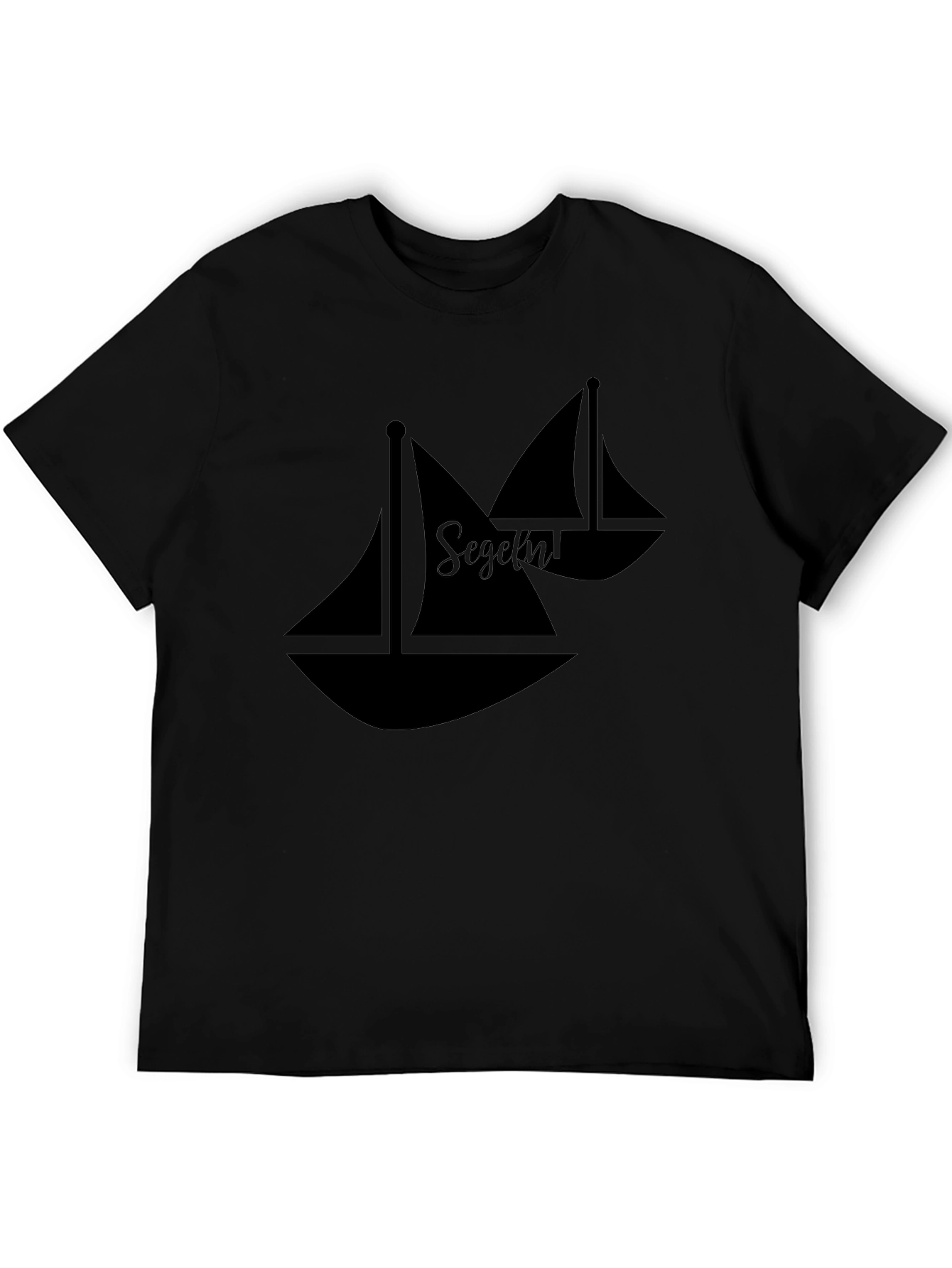 Sailboat Graphic Tee - Black Cotton Casual Shirt