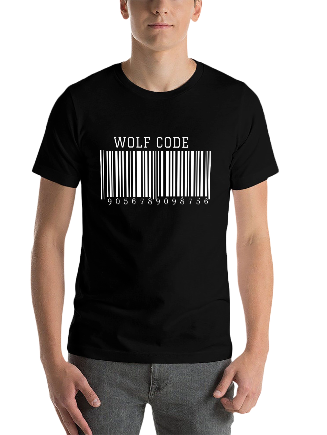 Wolf Code Barcode Graphic T-Shirt - Black