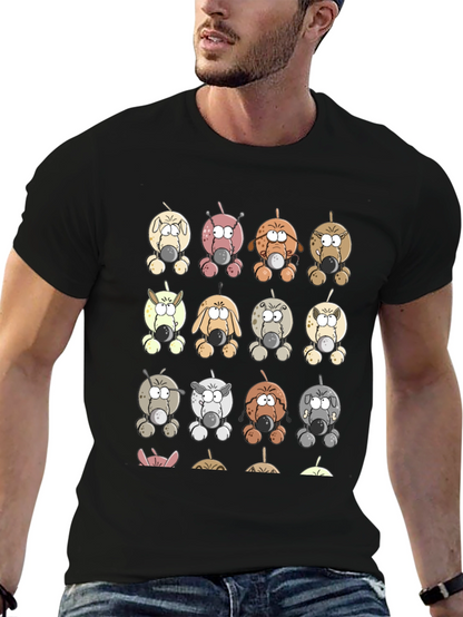 Cartoon Dogs Graphic Print T-Shirt