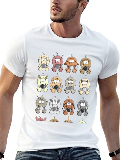 Cartoon Dogs Graphic Print T-Shirt