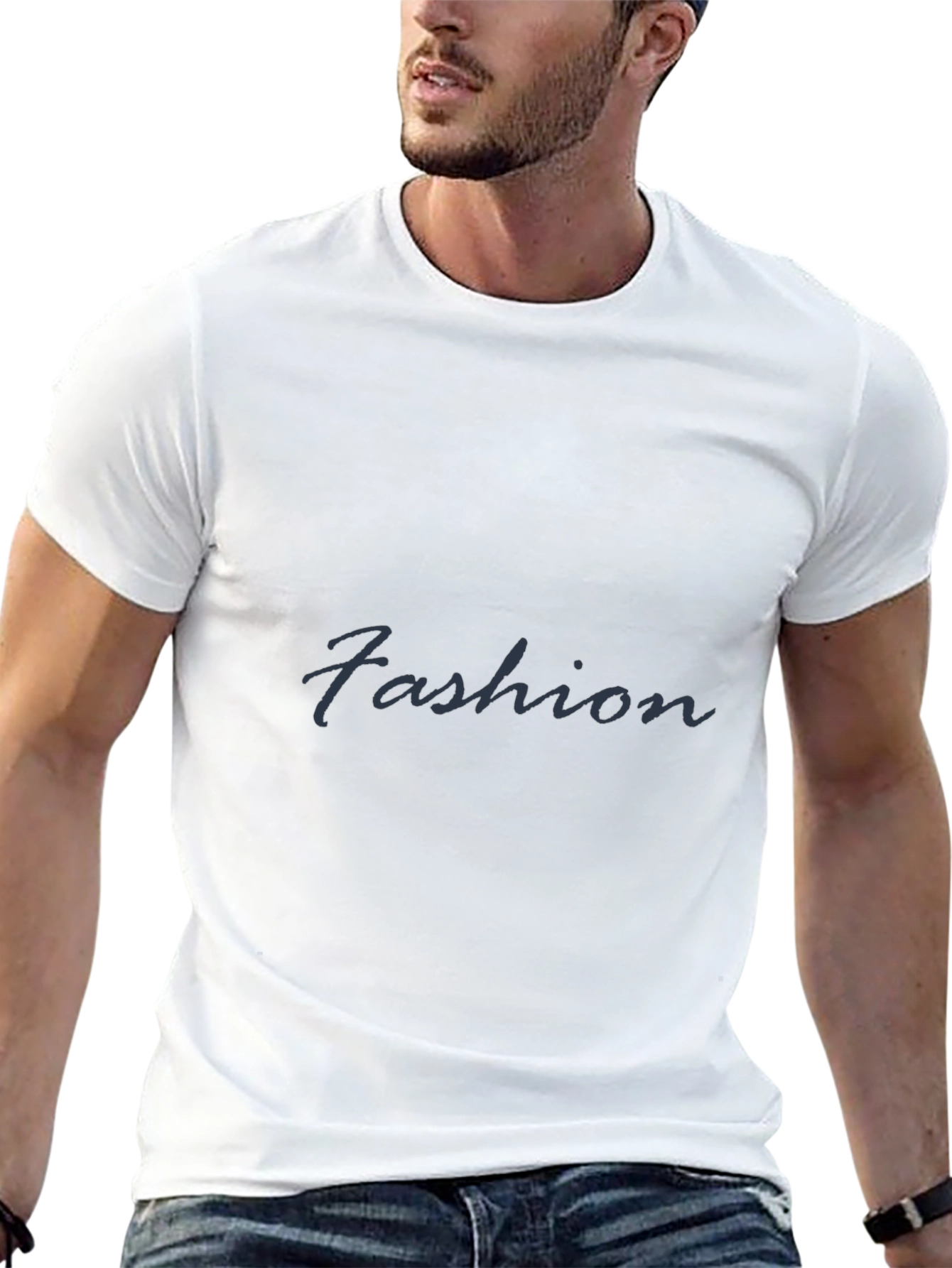 Fashion Mens Black Crew Neck T-Shirt