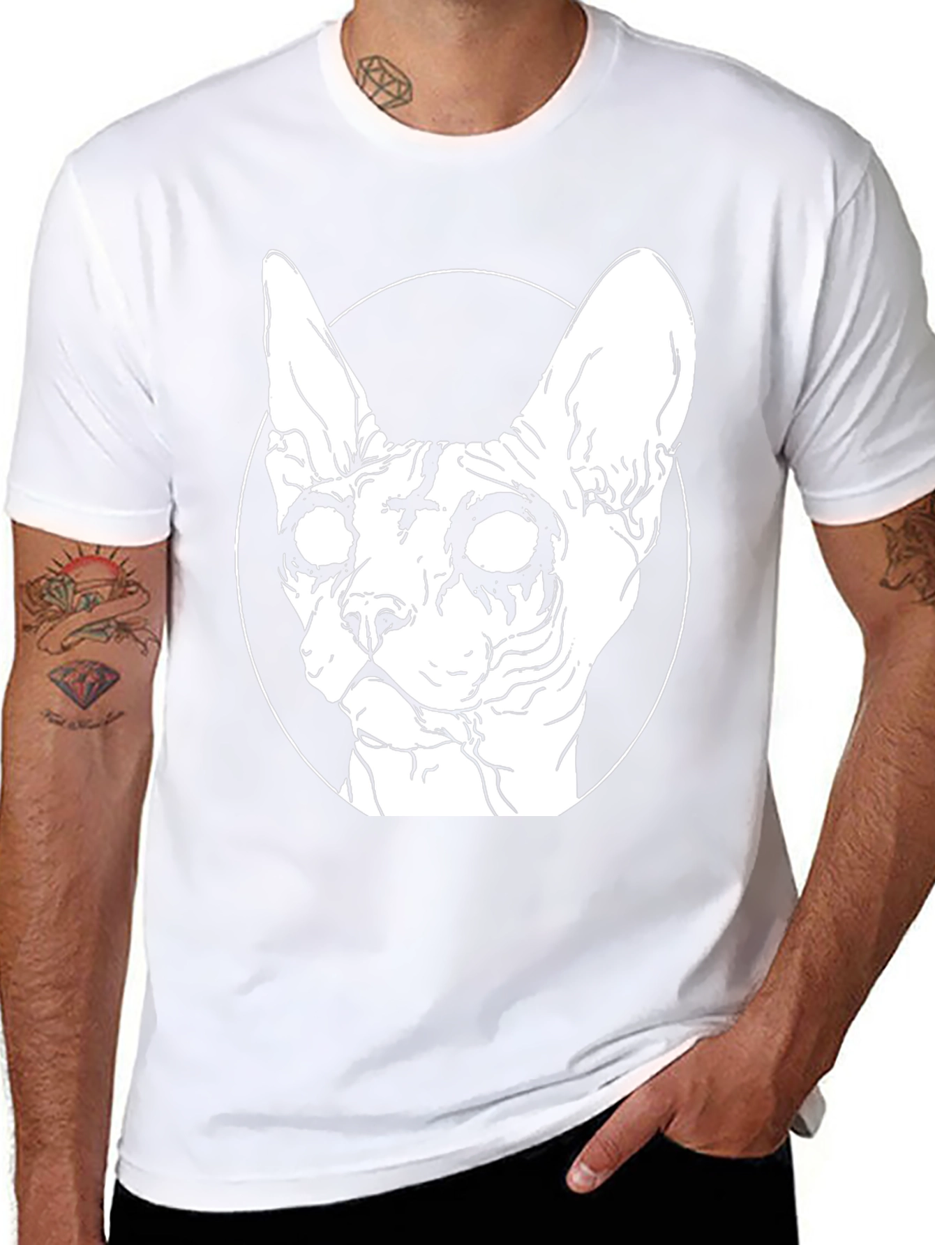 Gothic Cat Graphic T-Shirt - Black