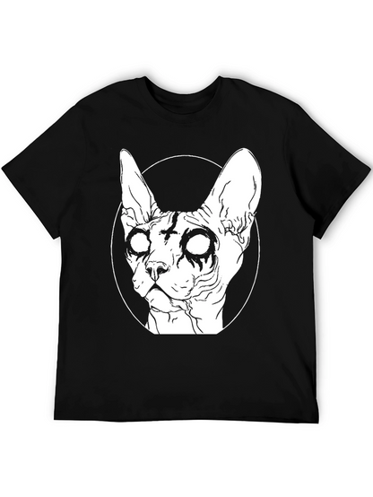 Gothic Cat Graphic T-Shirt - Black
