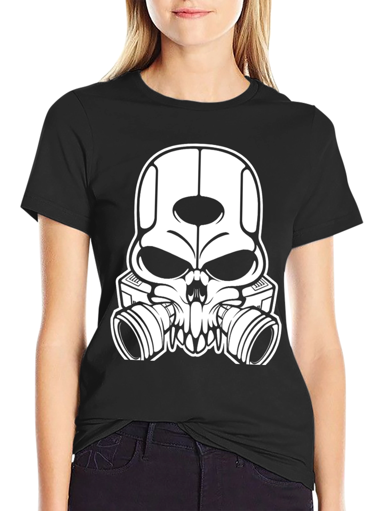 Skull Gas Mask Black Graphic Tee