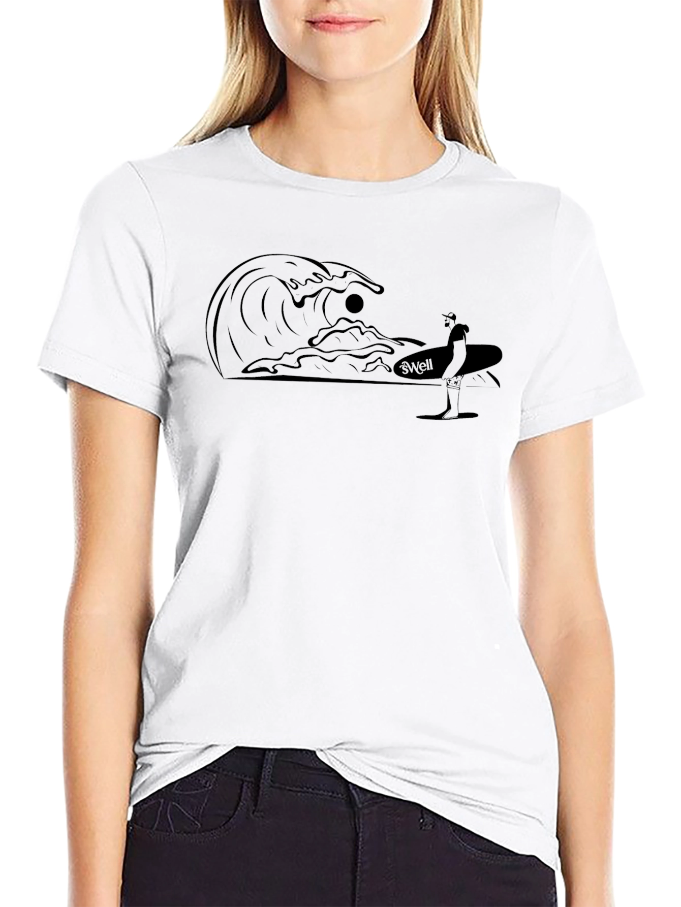 Mens Black Surfer Graphic Tee