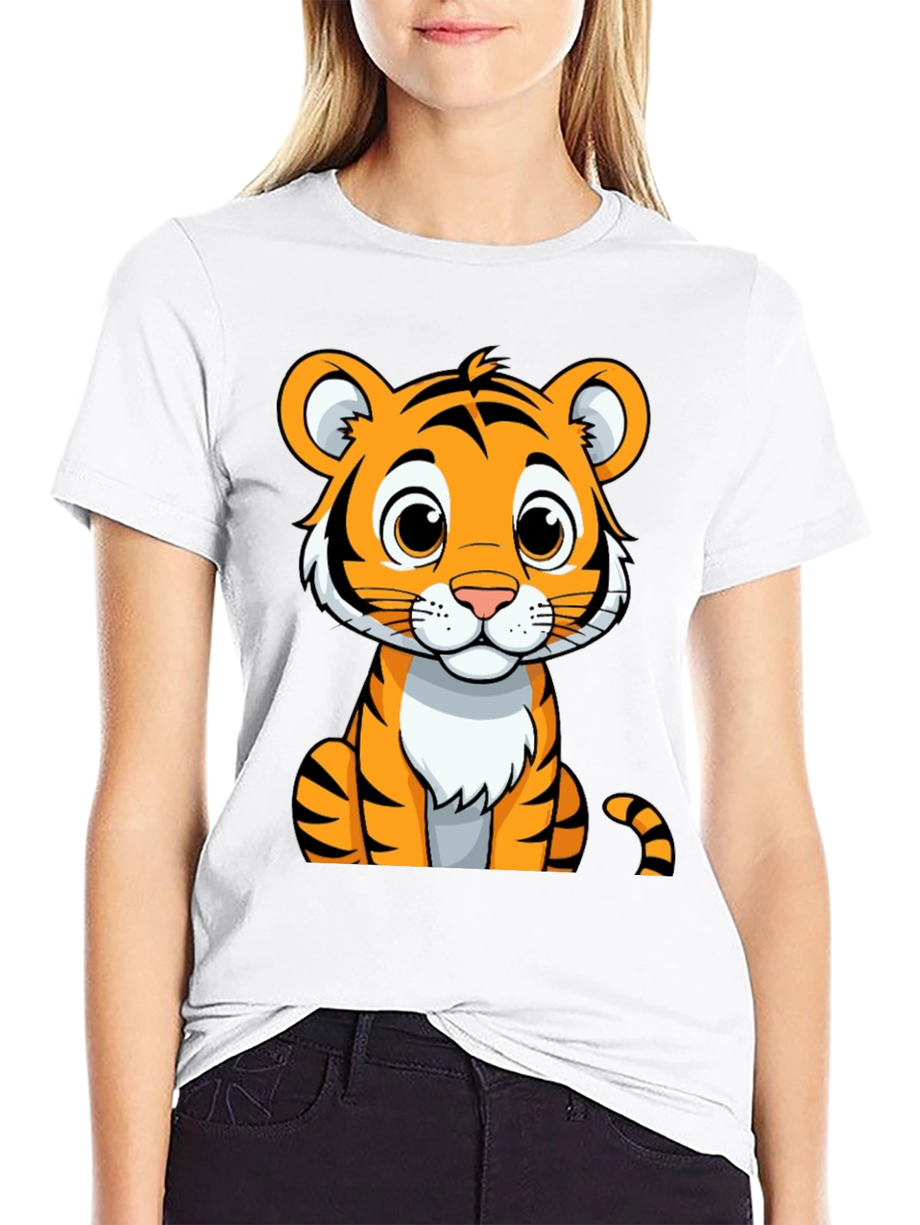 Cute Tiger Graphic Tee - Unisex Black T-Shirt