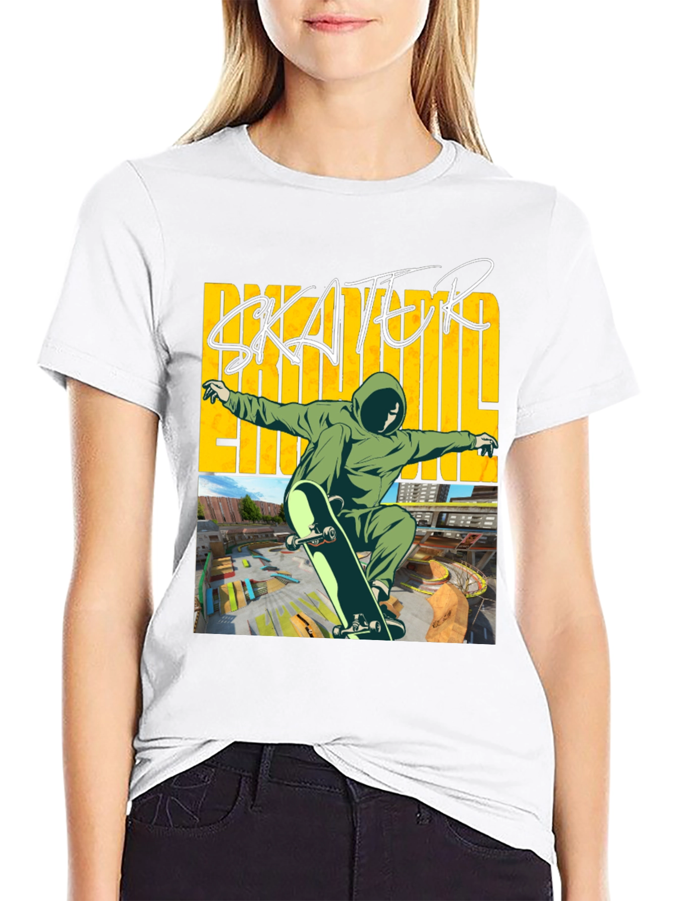 Skater Graphic Tee - Black Cotton Blend