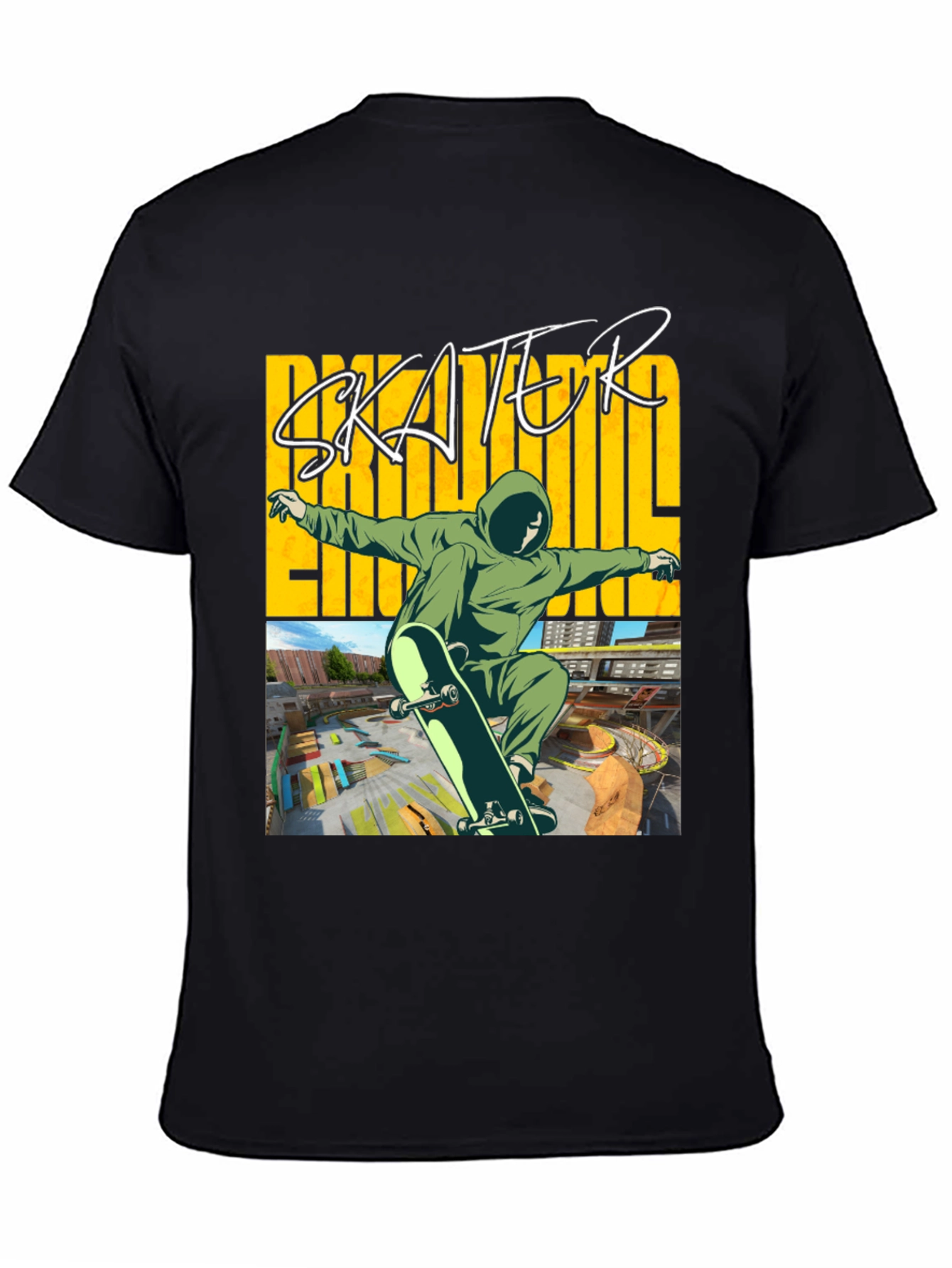 Skater Graphic Tee - Black Cotton Blend