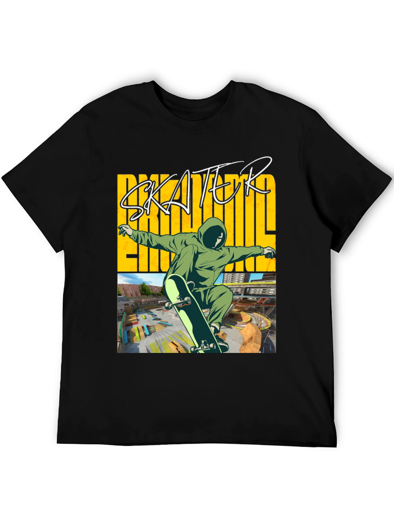 Skater Graphic Tee - Black Cotton Blend