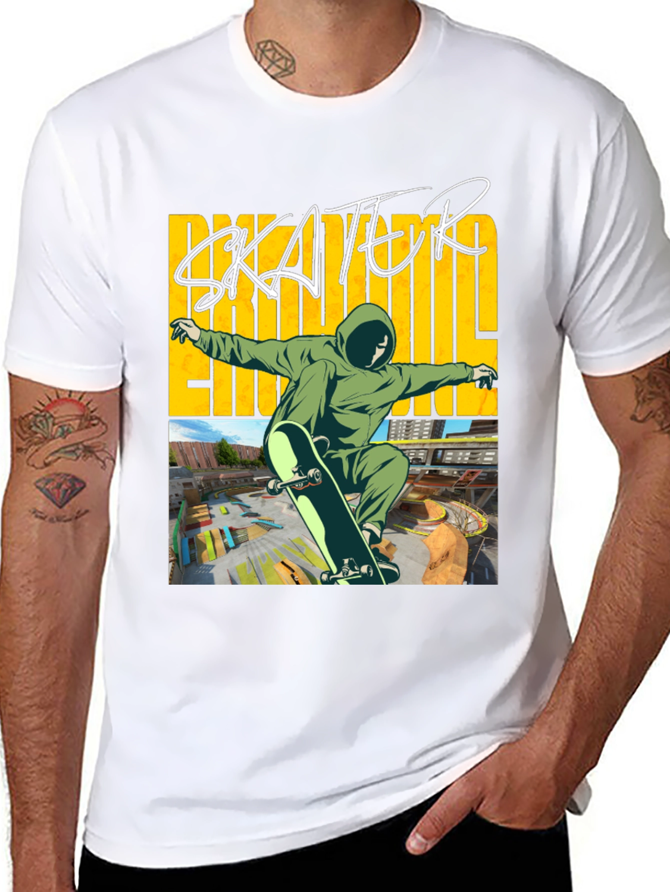 Skater Graphic Tee - Black Cotton Blend