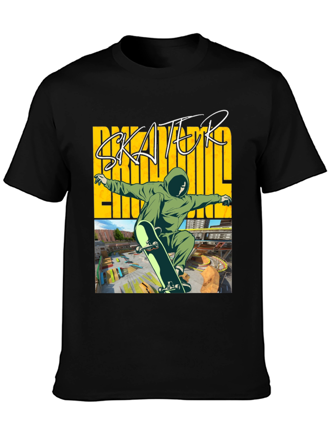 Skater Graphic Tee - Black Cotton Blend