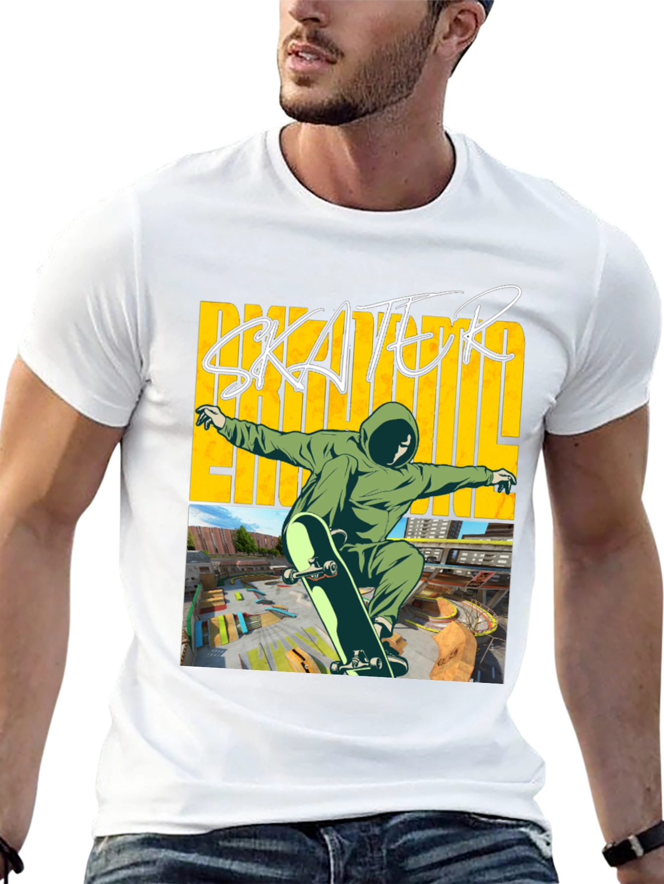 Skater Graphic Tee - Black Cotton Blend
