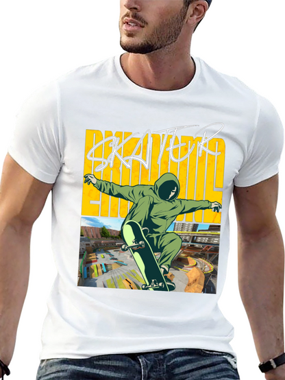 Skater Graphic Tee - Black Cotton Blend