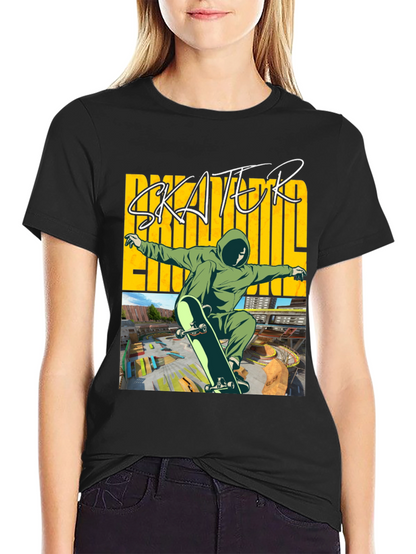 Skater Graphic Tee - Black Cotton Blend