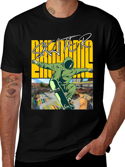 Skater Graphic Tee - Black Cotton Blend