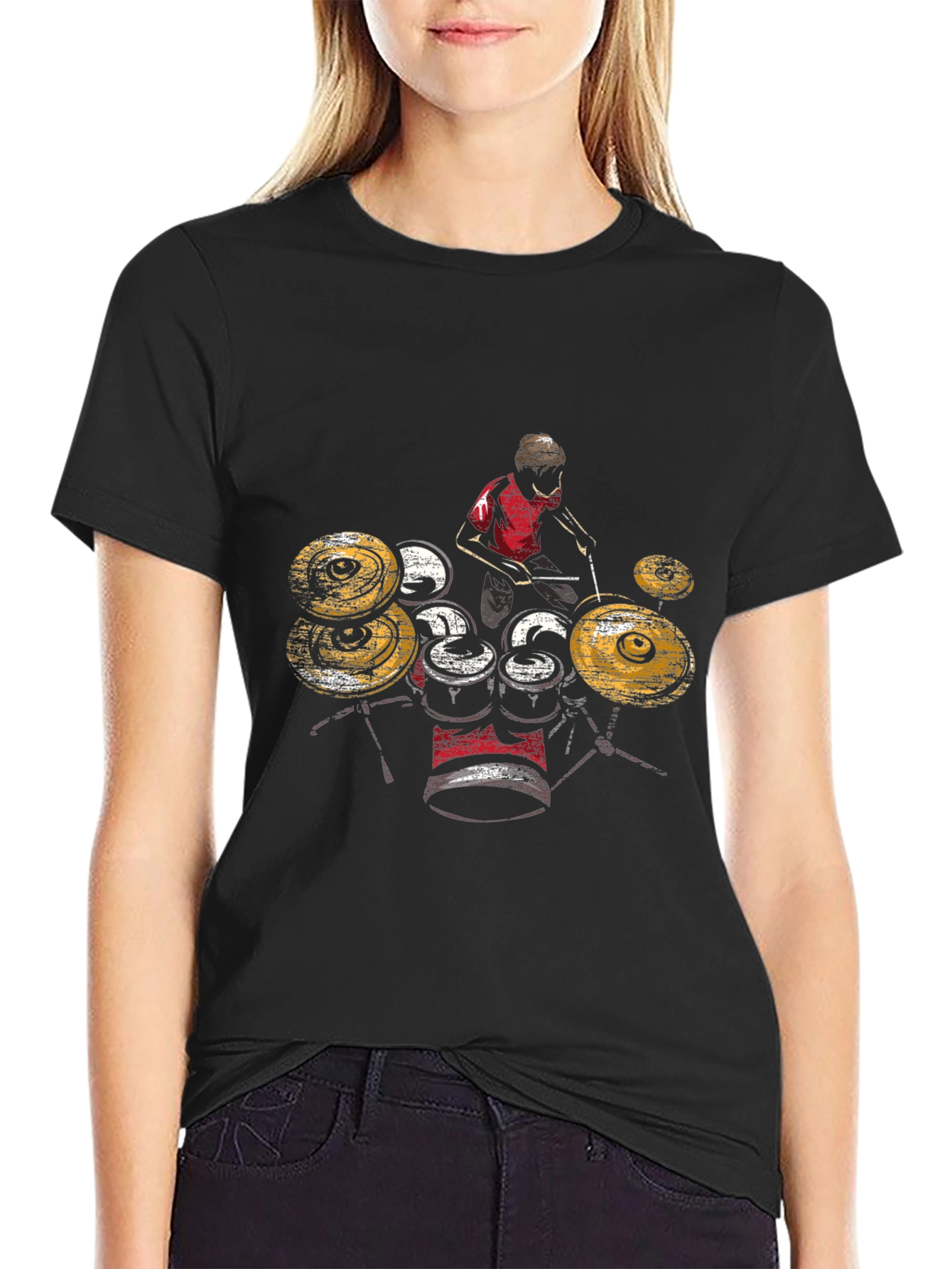 Drummer Graphic T-Shirt - Black Cotton Tee