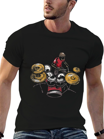 Drummer Graphic T-Shirt - Black Cotton Tee