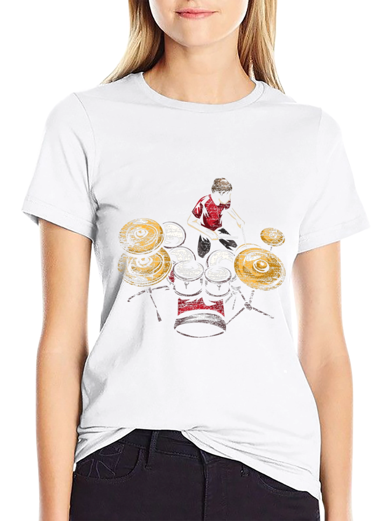 Drummer Graphic T-Shirt - Black Cotton Tee