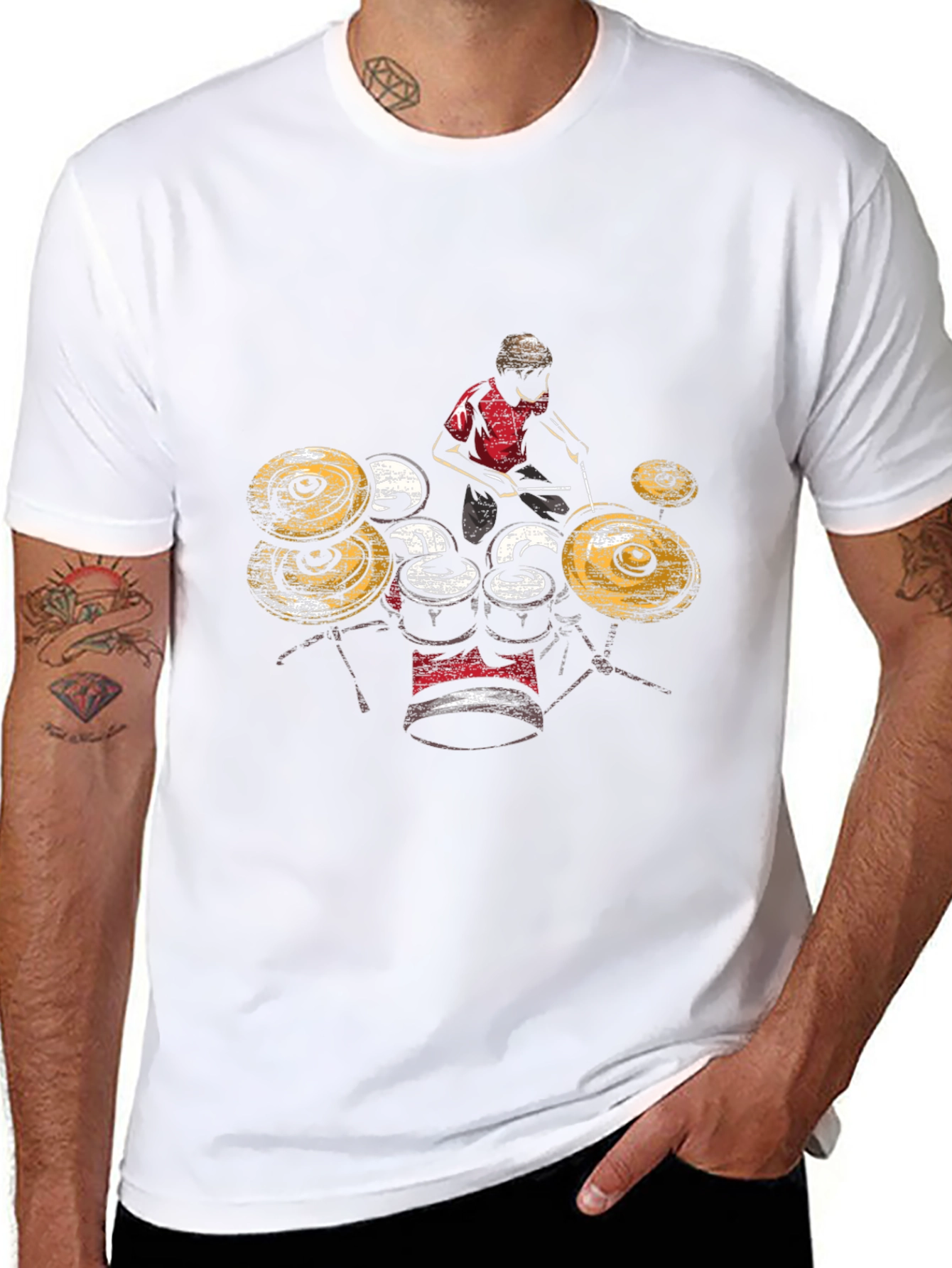 Drummer Graphic T-Shirt - Black Cotton Tee
