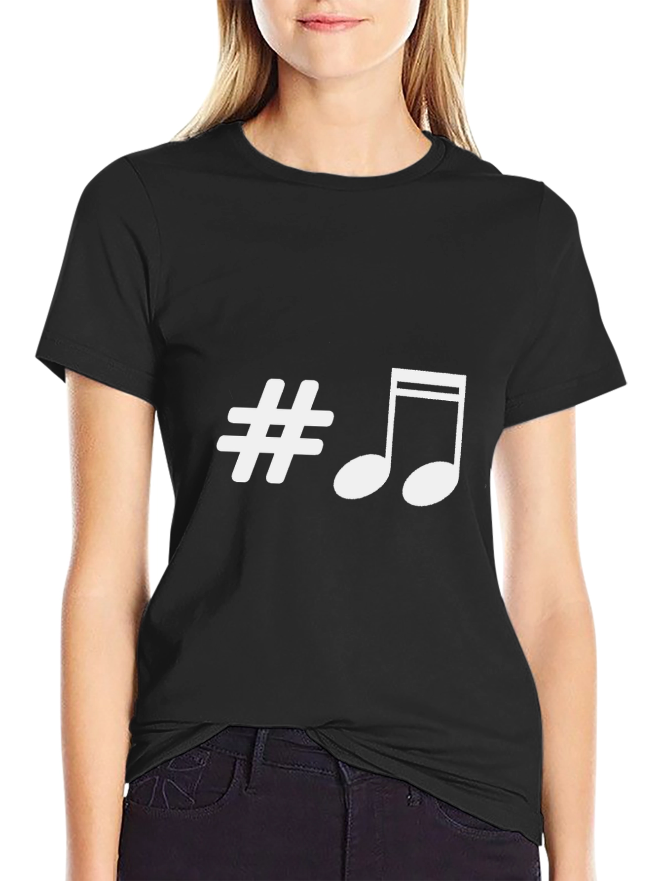 Musical Sharp Note Black T-Shirt
